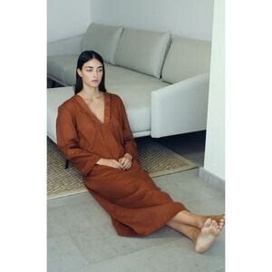CAMPO COLLECTION LUCA 100% Organic Cotton KAFTAN in Burnt Sienna NWT Size Medium